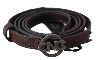 Elegant Brown Leather Belt With Rustic Hardware