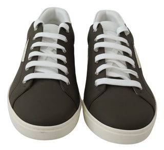 Sleek White Leather Low Top Sneakers