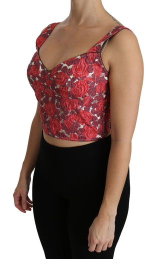 Elegant Floral Brocade Cropped Top