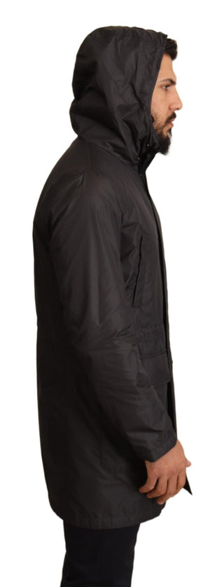 Chic Hooded Blouson Coat In Timeless Black