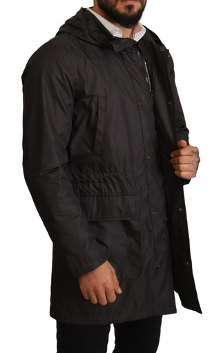 Chic Hooded Blouson Coat In Timeless Black