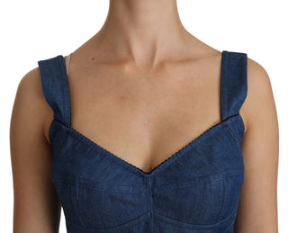 Elegant Sleeveless Bustier Top In Blue