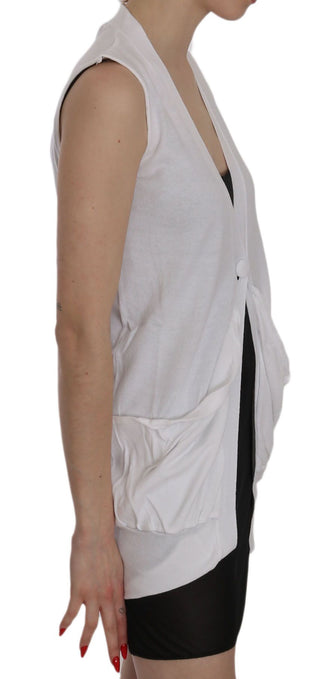 Elegant Sleeveless Cotton Vest In Pristine White