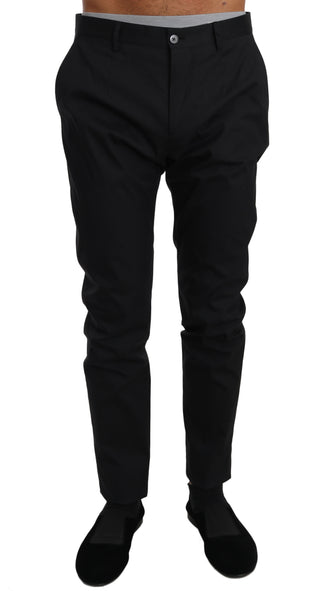 Elegant Black Formal Wool-blend Trousers