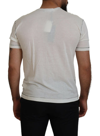 Elegant White Cotton-silk Blend Tee