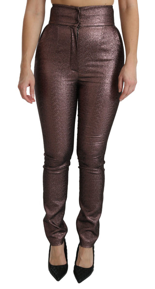 High Waist Slim Fit Metallic Pants