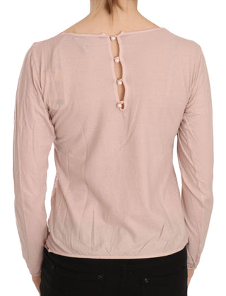 Chic Pink See-through Cotton Blouse