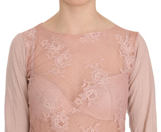 Chic Pink See-through Cotton Blouse