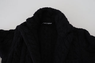 Elegant Black Wool-cashmere Blend Cardigan