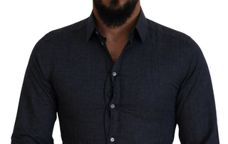 Elegant Slim Fit Dark Blue Dress Shirt