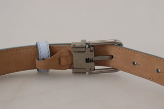 Sleek Light Blue Leather Belt