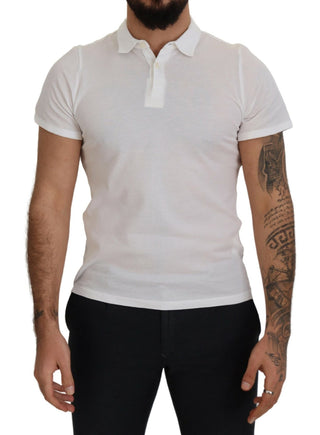 Elegant White Cotton Polo T-shirt