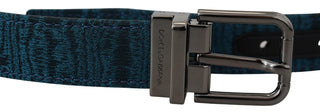 Elegant Blue Jacquard Designer Belt