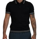 Black Polo Short Sleeve Silk T-shirt