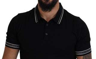 Black Polo Short Sleeve Silk T-shirt