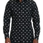 Elegant Slim Fit Crown Print Formal Shirt