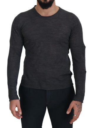 Sleek Gray Crewneck Pullover Sweater