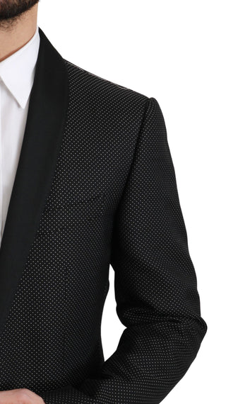 Chic Black Polka Dot Martini Blazer