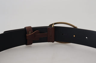 Elegant Leather Oval Buckle Belt