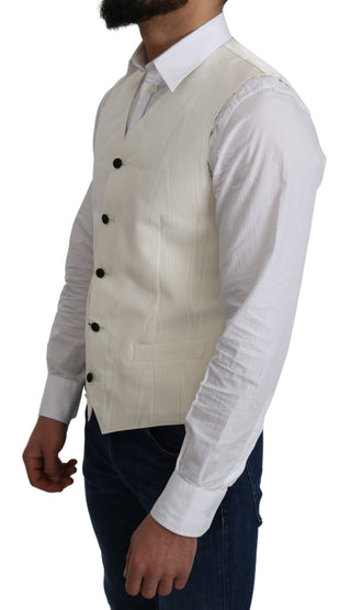 Elegant Off-white Silk Formal Vest