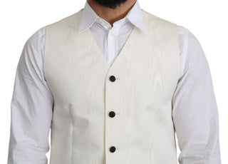 Elegant Off-white Silk Formal Vest