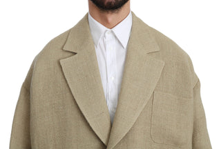 Chic Beige Jute Single-breasted Blazer