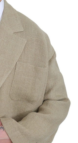 Chic Beige Jute Single-breasted Blazer