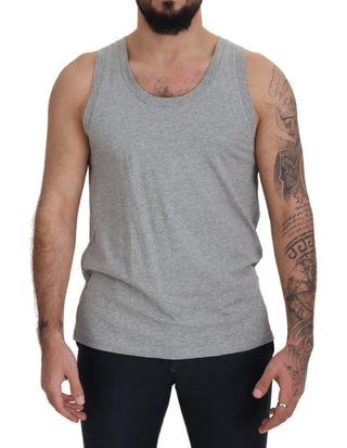 Elegant Gray Cotton Tank Top Tee