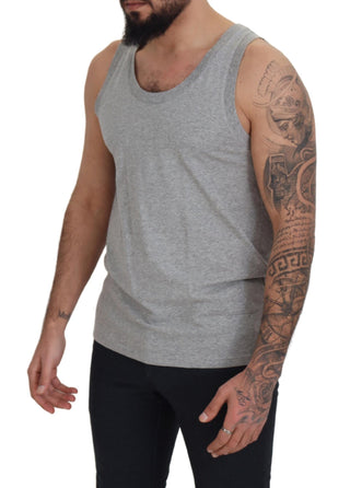 Elegant Gray Cotton Tank Top Tee