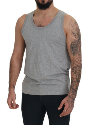 Elegant Gray Cotton Tank Top Tee