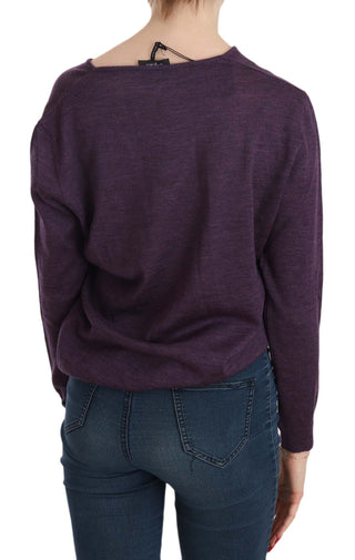 Elegant Purple V-neck Wool Blouse