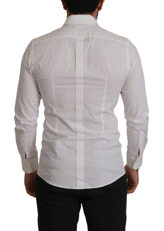 Elegant White Slim Fit Gold Dress Shirt