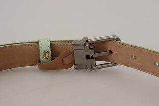 Mint Green Leather Silver Tone Metal Buckle