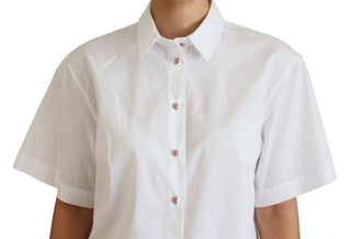 Elegant White Cotton Button-up Blouse