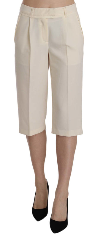 Elegant Straight Cropped Pants In Cream