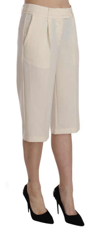 Elegant Straight Cropped Pants In Cream