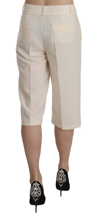 Elegant Straight Cropped Pants In Cream