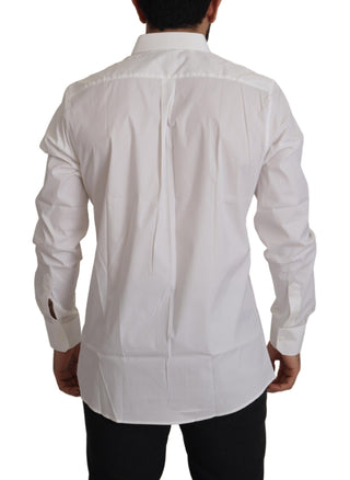 Elegant White Slim Fit Cotton Dress Shirt