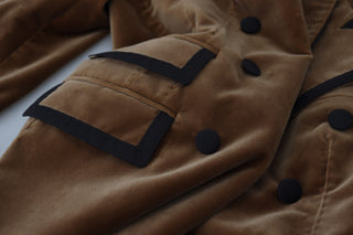 Elegant Double Breasted Brown Blazer Jacket