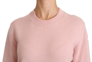 Cashmere-blend Pink Crew Neck Sweater