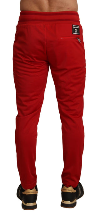 Elegant Red Casual Sweatpants With Logo Plaque