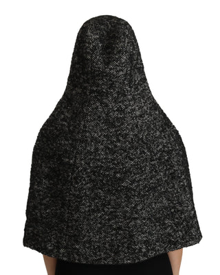 Elegant Gray Wool Hooded Scarf By Iconic Italian Label