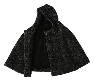 Elegant Gray Wool Hooded Scarf By Iconic Italian Label