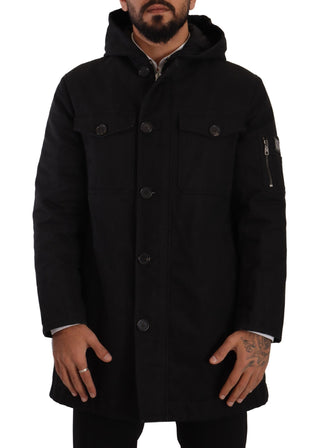 Elegant Black Parka Hooded Jacket