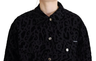 Chic Leopard Print Button Down Denim Jacket