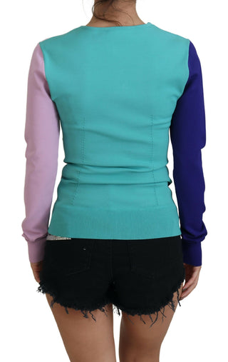 Chic Multicolor V-neck Pullover Sweater