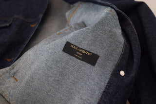 Elegant Blue Denim Button-down Jacket