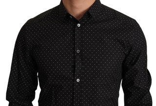 Elegant Slim Fit Black Cotton Dress Shirt