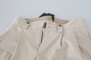 Chic Beige Cotton Trousers For Elegant Comfort