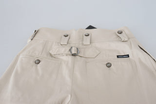 Chic Beige Cotton Trousers For Elegant Comfort